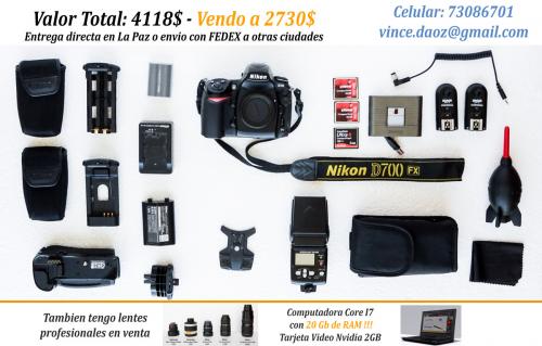 Camara DSRL Nikon D700 con Grip Bateria y ac - Imagen 1