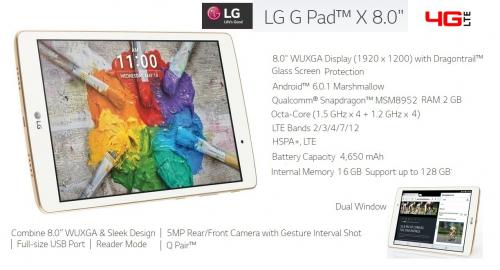 Tablet LG G Pad X 80 Americana 4G LTE para D - Imagen 1