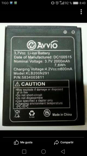 Compro bateria de Avvio 793 es el celular of - Imagen 1