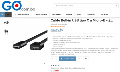 Cable Belkin USB tipo C a MicroB  31 El ca - Imagen 1