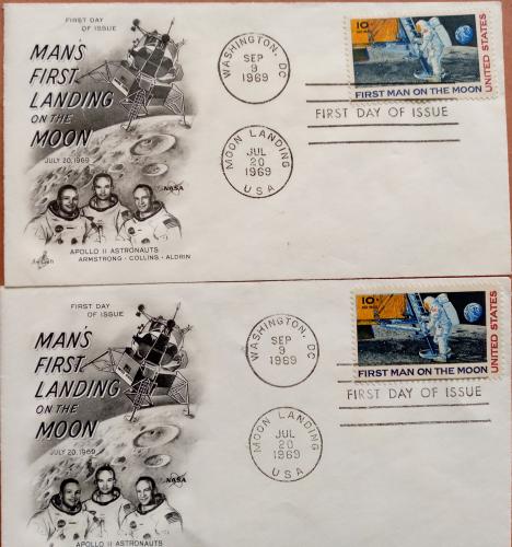 Dos estampillas conmemorativas del Apolo 11  - Imagen 1